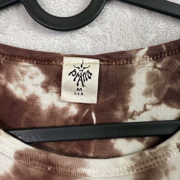 Prana Brown Tie Dye T Shirt Women's Medium Short Sleeve Western Boho Festival - Picture 9 of 12